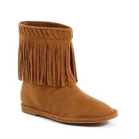 101-MEEKO Flat Children's Moccasin Boot with Fringe.