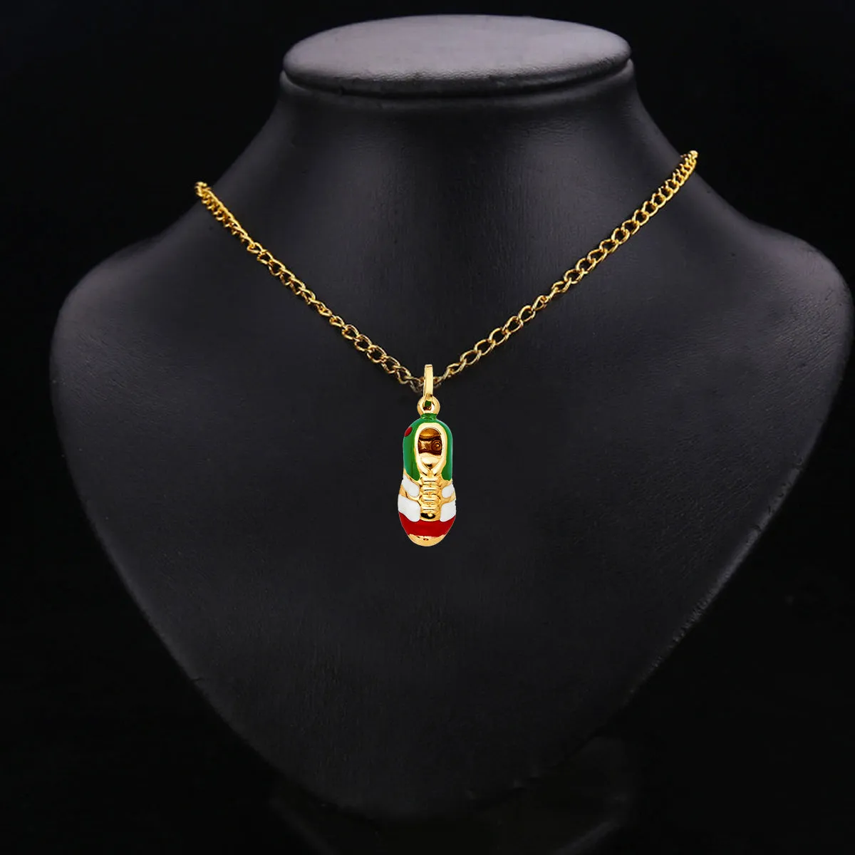 14K Yellow Gold Soccer Shoes Enamel Pendant