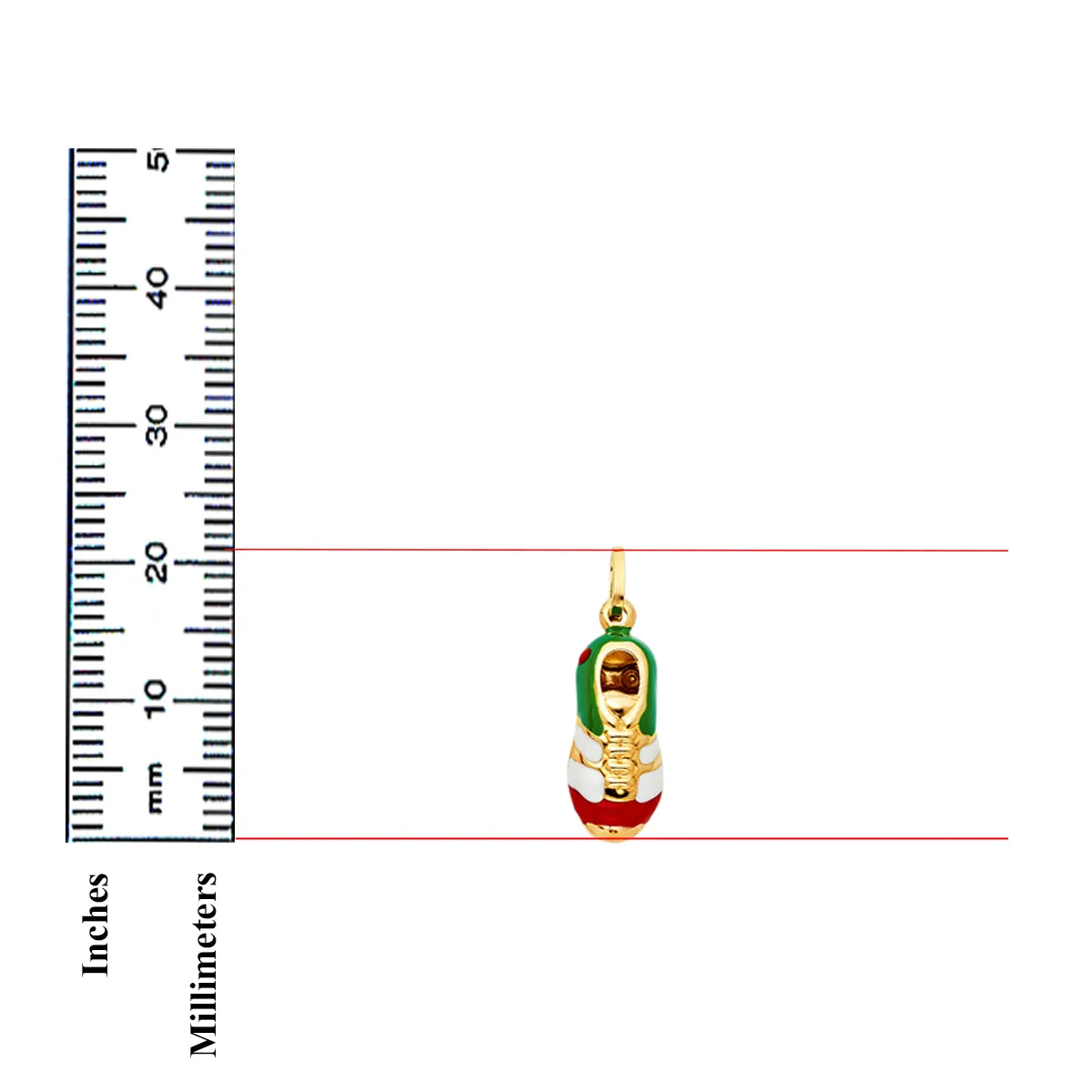 14K Yellow Gold Soccer Shoes Enamel Pendant