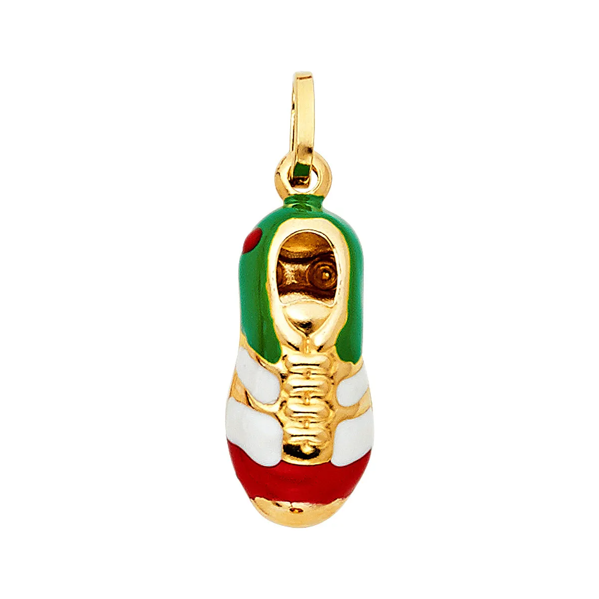 14K Yellow Gold Soccer Shoes Enamel Pendant