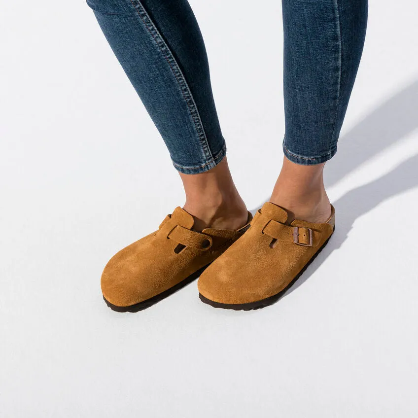 Birkenstock Boston Mink Suede Soft Footbed