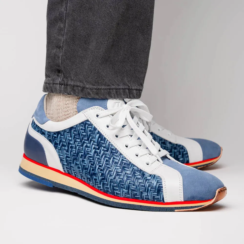 BLU RIPI Calfskin Hand-Woven Sneaker – Blue