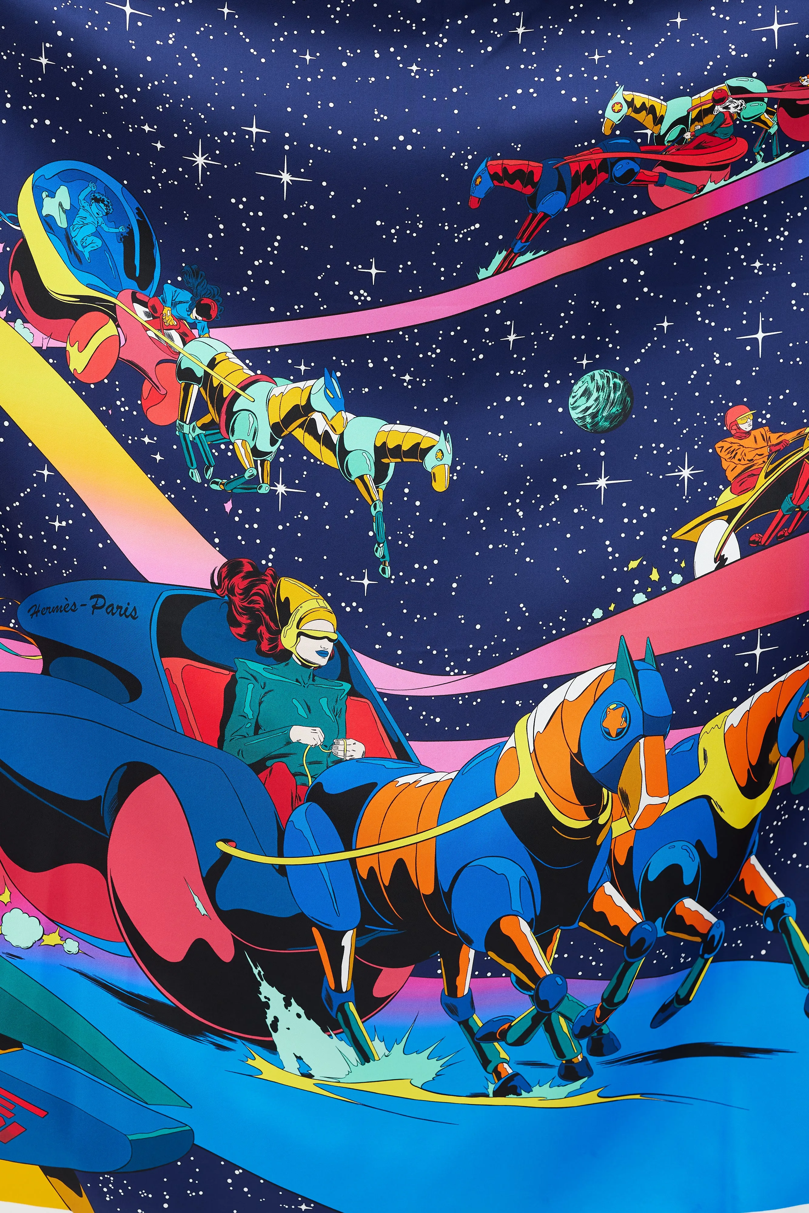 Blue & Multicolour Space Derby 90 Scarf
