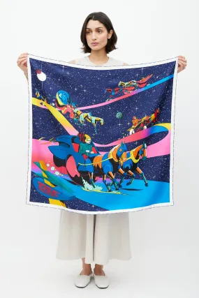 Blue & Multicolour Space Derby 90 Scarf