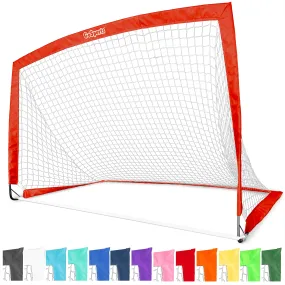 GoSports Team Tone 6 ft x 4 ft Portable Soccer Goal for Kids - Pop Up Net for Backyard - Red