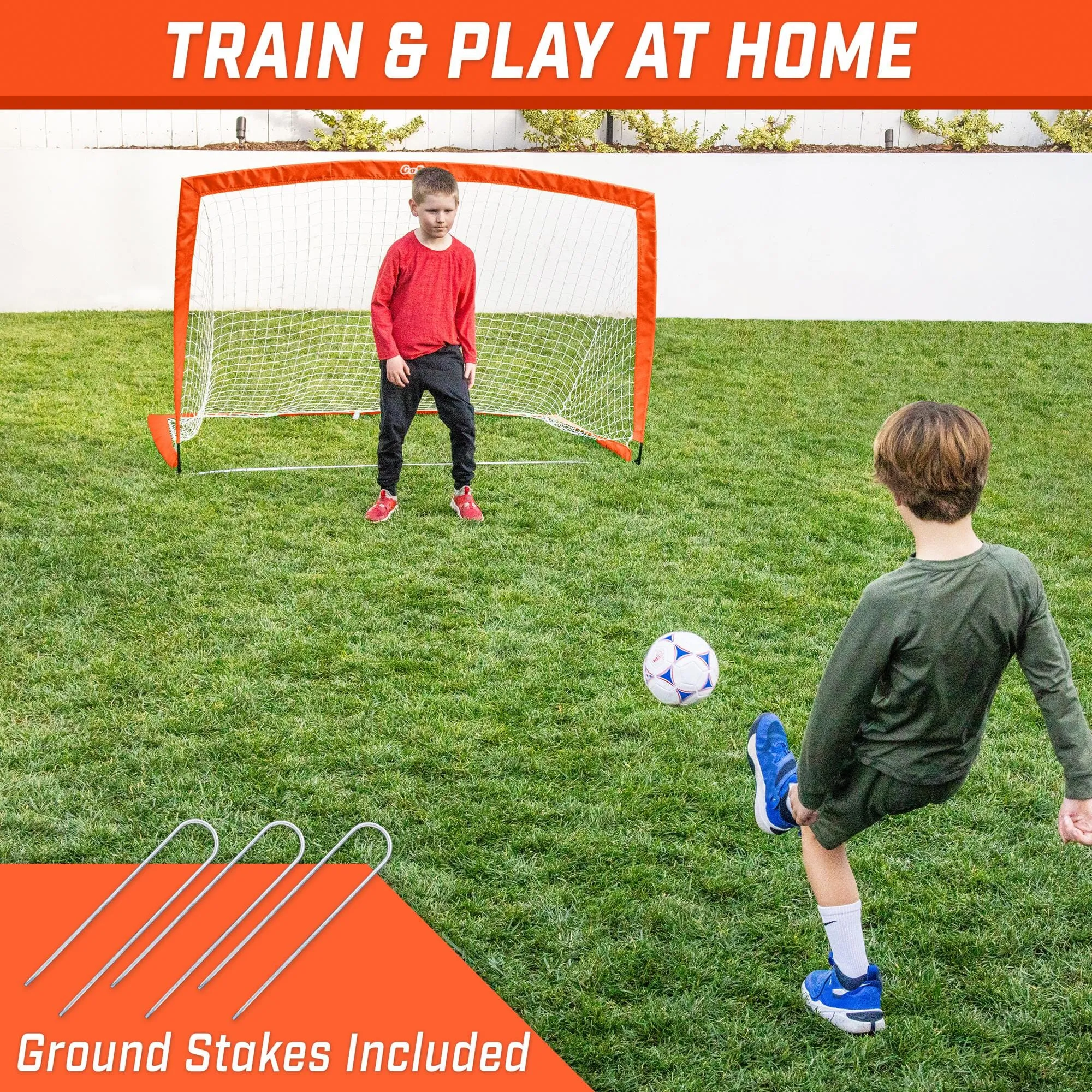 GoSports Team Tone 6 ft x 4 ft Portable Soccer Goal for Kids - Pop Up Net for Backyard - Red