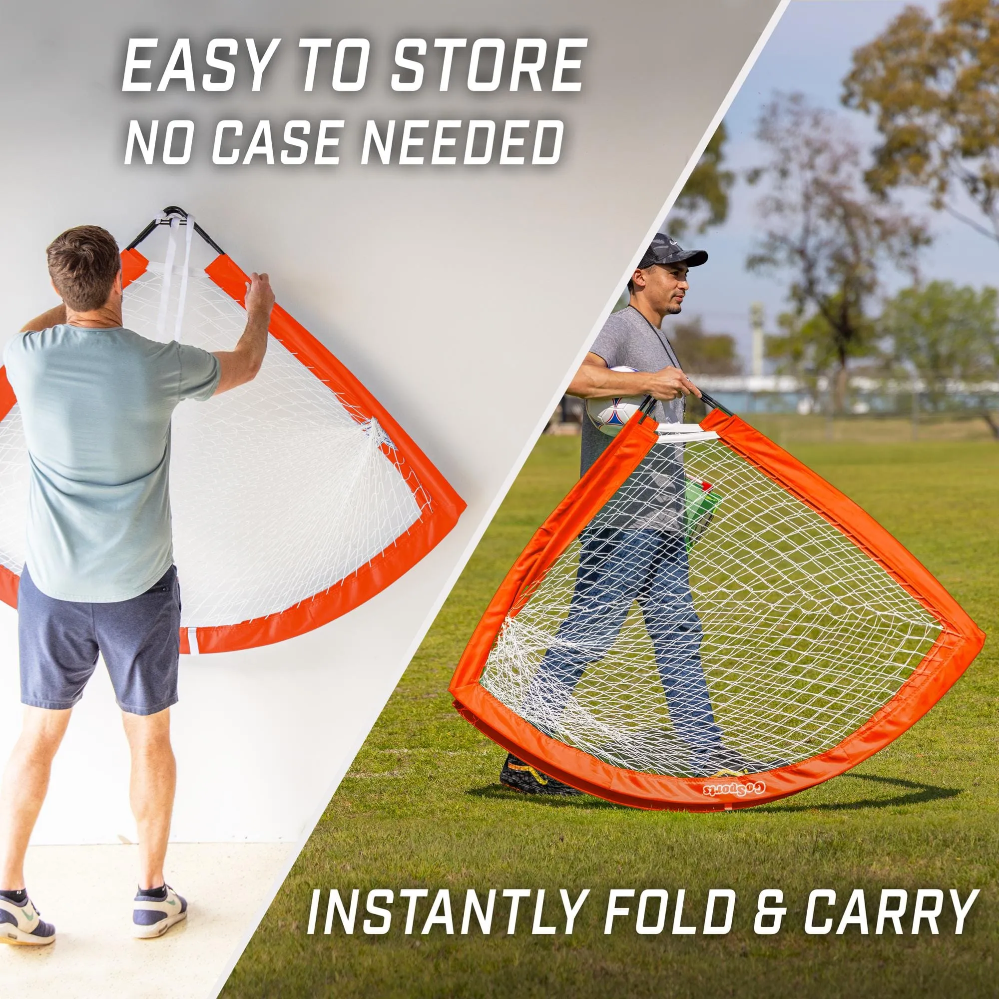 GoSports Team Tone 6 ft x 4 ft Portable Soccer Goal for Kids - Pop Up Net for Backyard - Red
