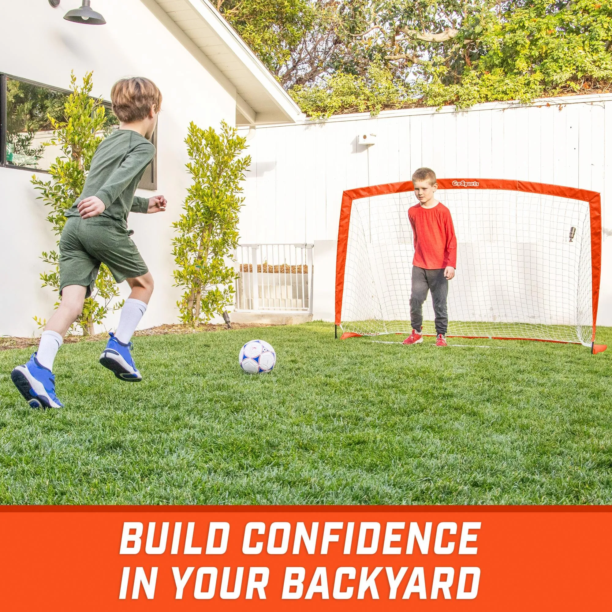 GoSports Team Tone 6 ft x 4 ft Portable Soccer Goal for Kids - Pop Up Net for Backyard - Red