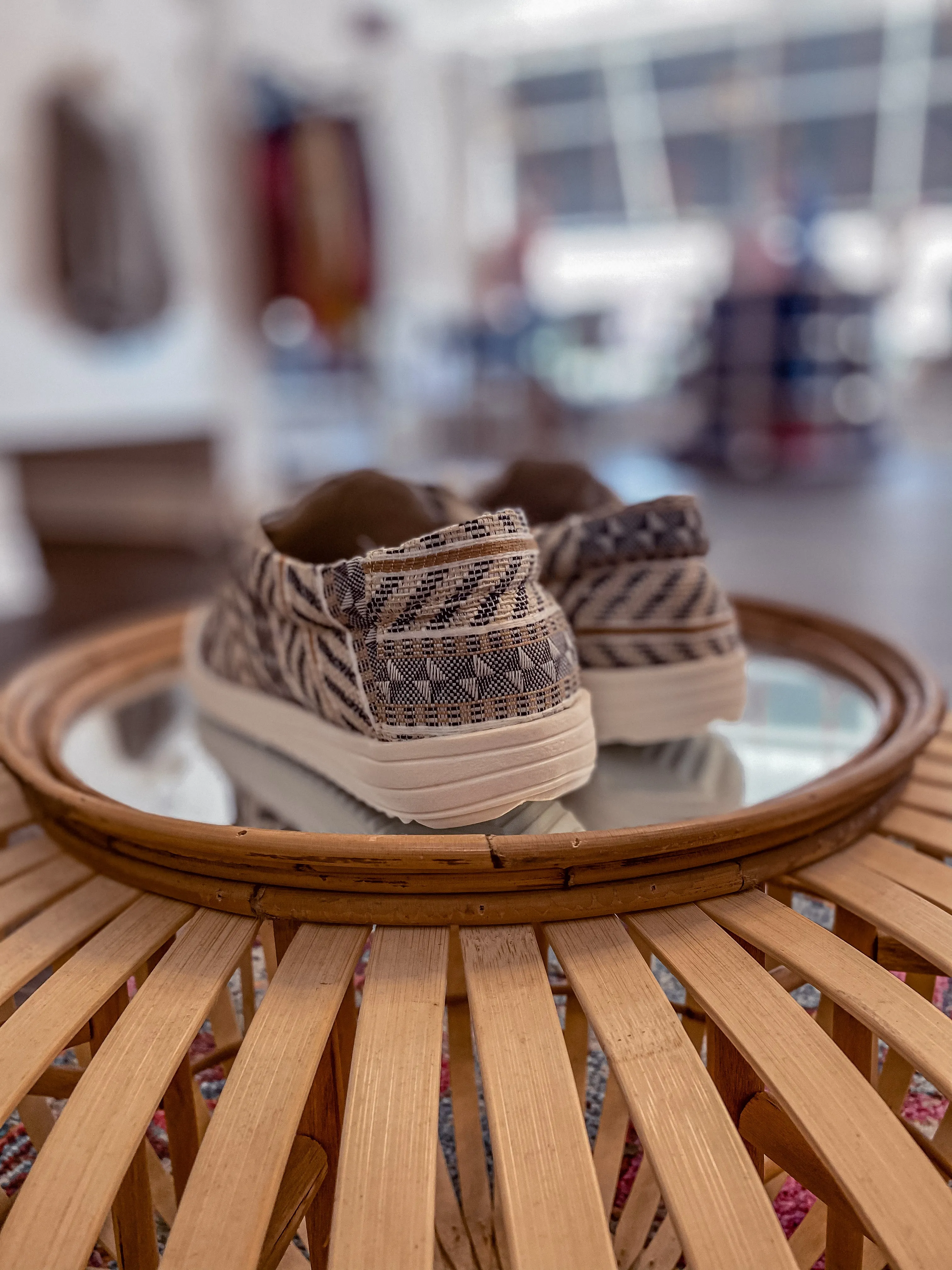 Grey Aztec Canvas Slip On