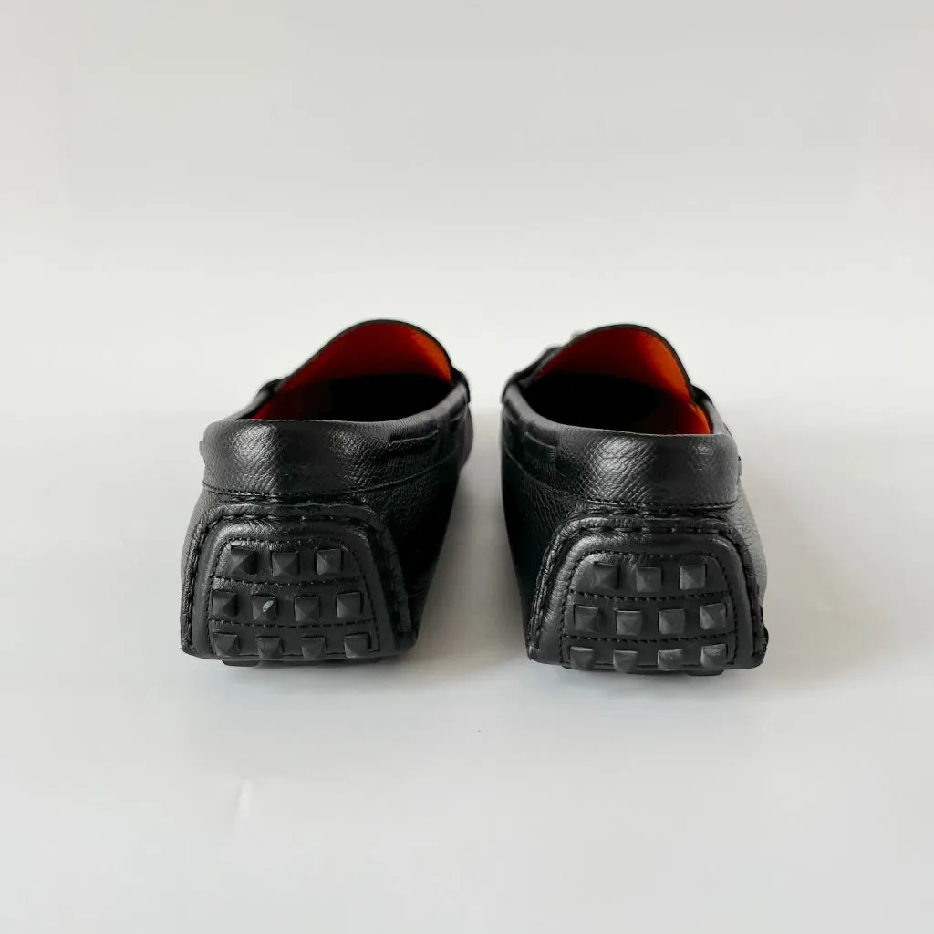 Hermès Black Leather Irving Slip On Loafers, 40.5