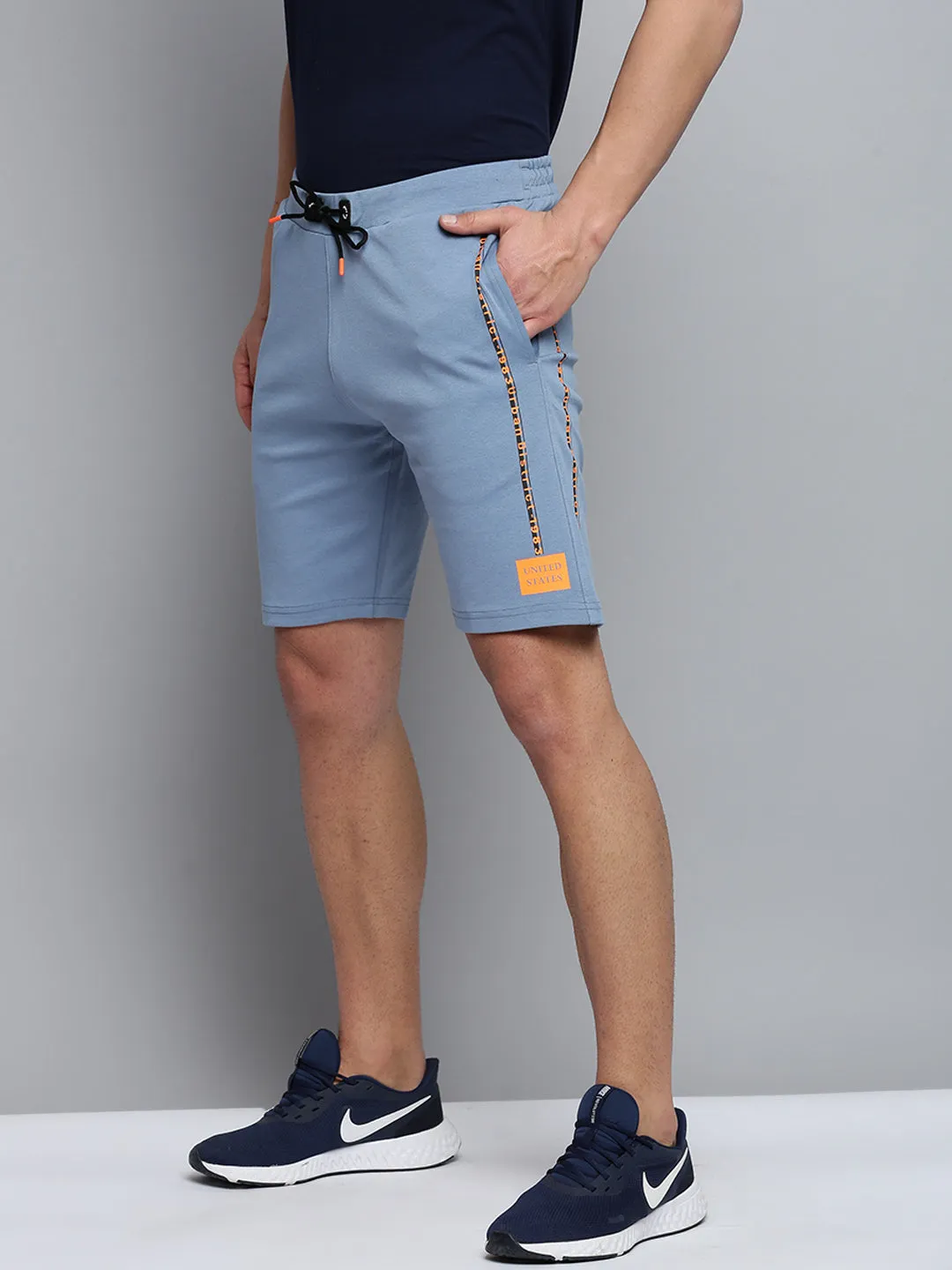 Men Blue Solid Casual Shorts