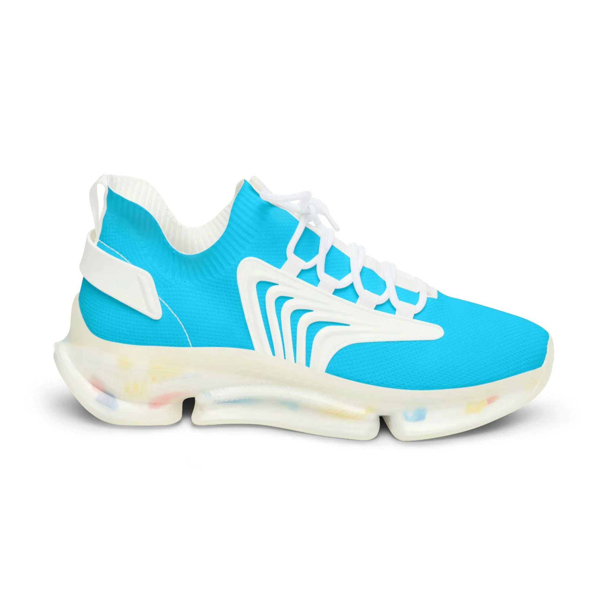 Neon Blue UV Glow Men's Women's Mesh Sneakers