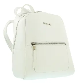 Pierre Cardin White Leather Classic Medium Fashion Backpack