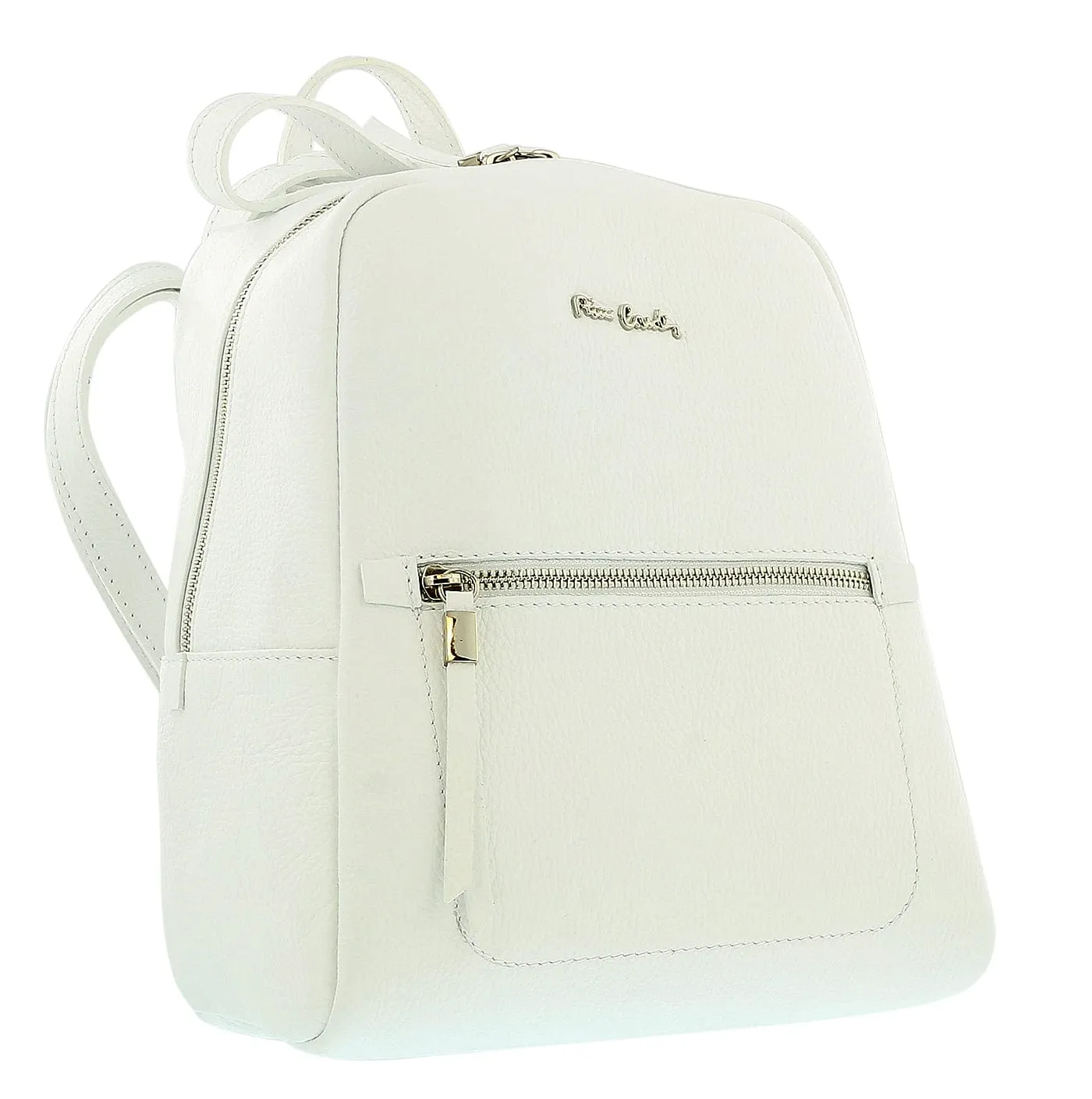 Pierre Cardin White Leather Classic Medium Fashion Backpack