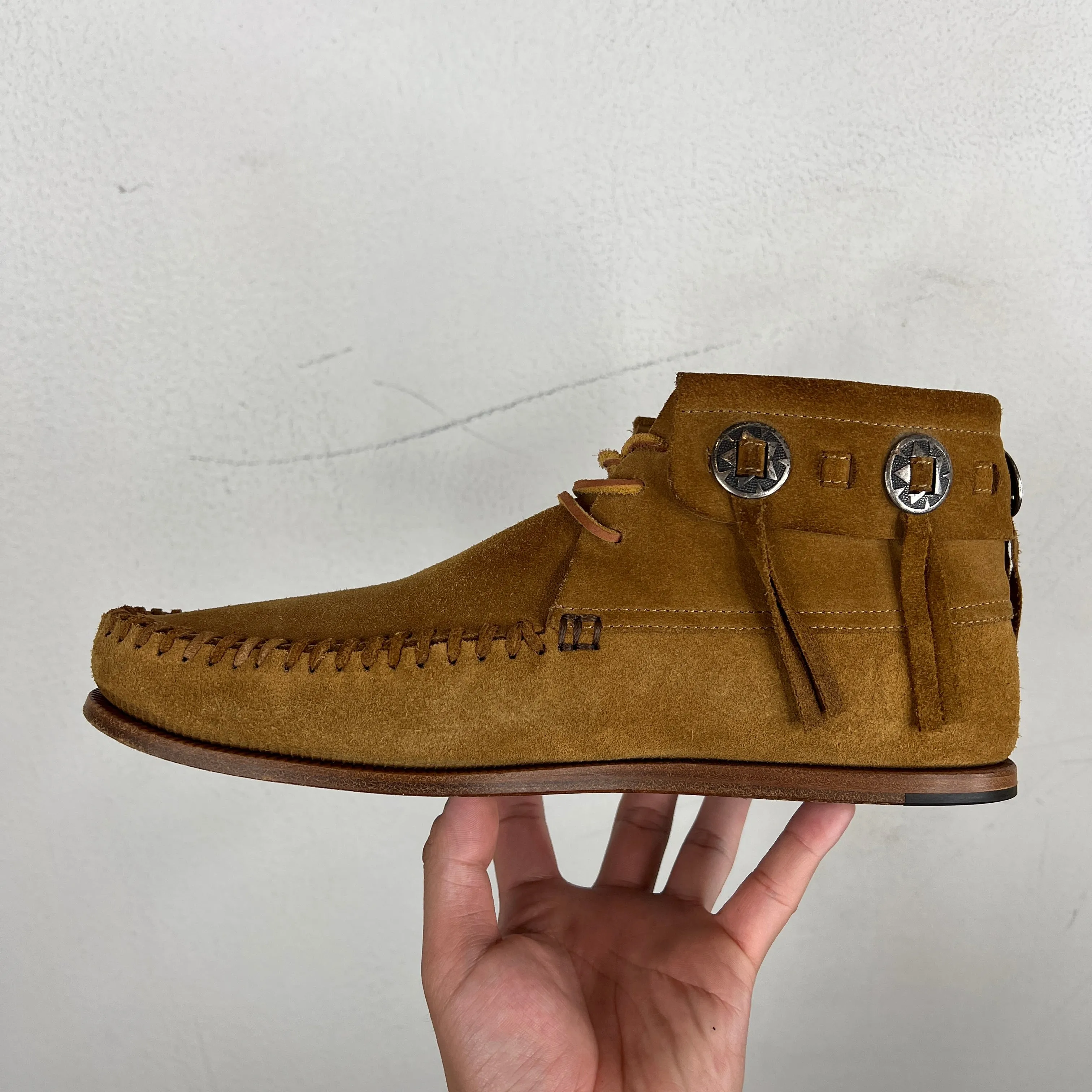 Saint Laurent Suede Concho Moccasin Boots