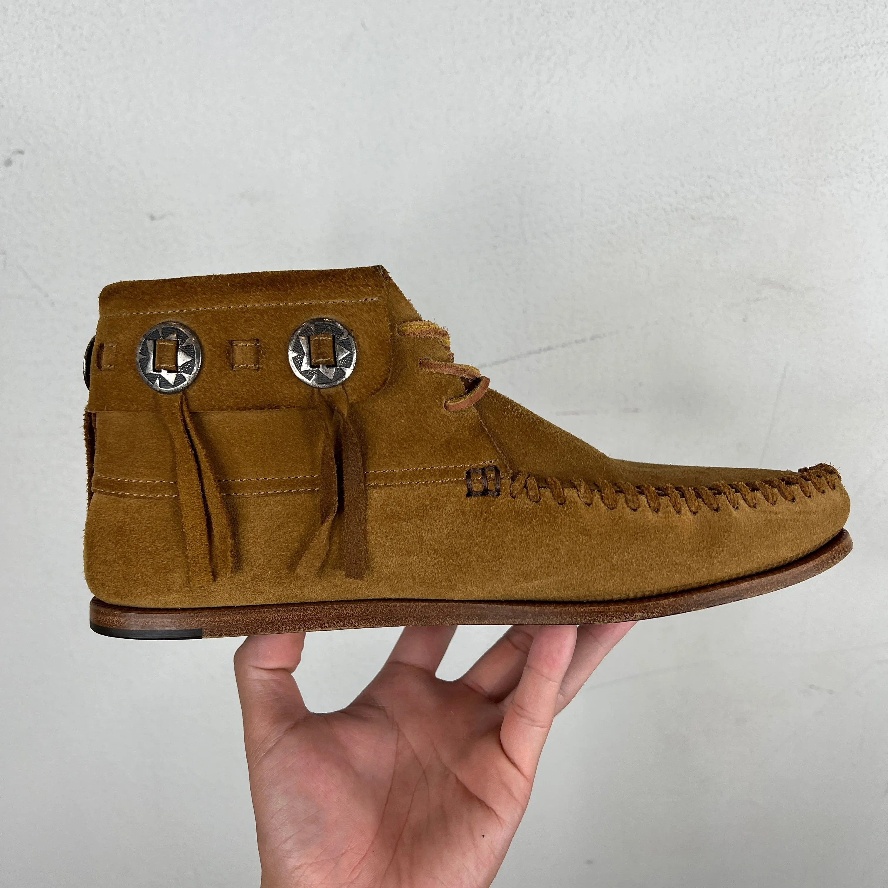 Saint Laurent Suede Concho Moccasin Boots
