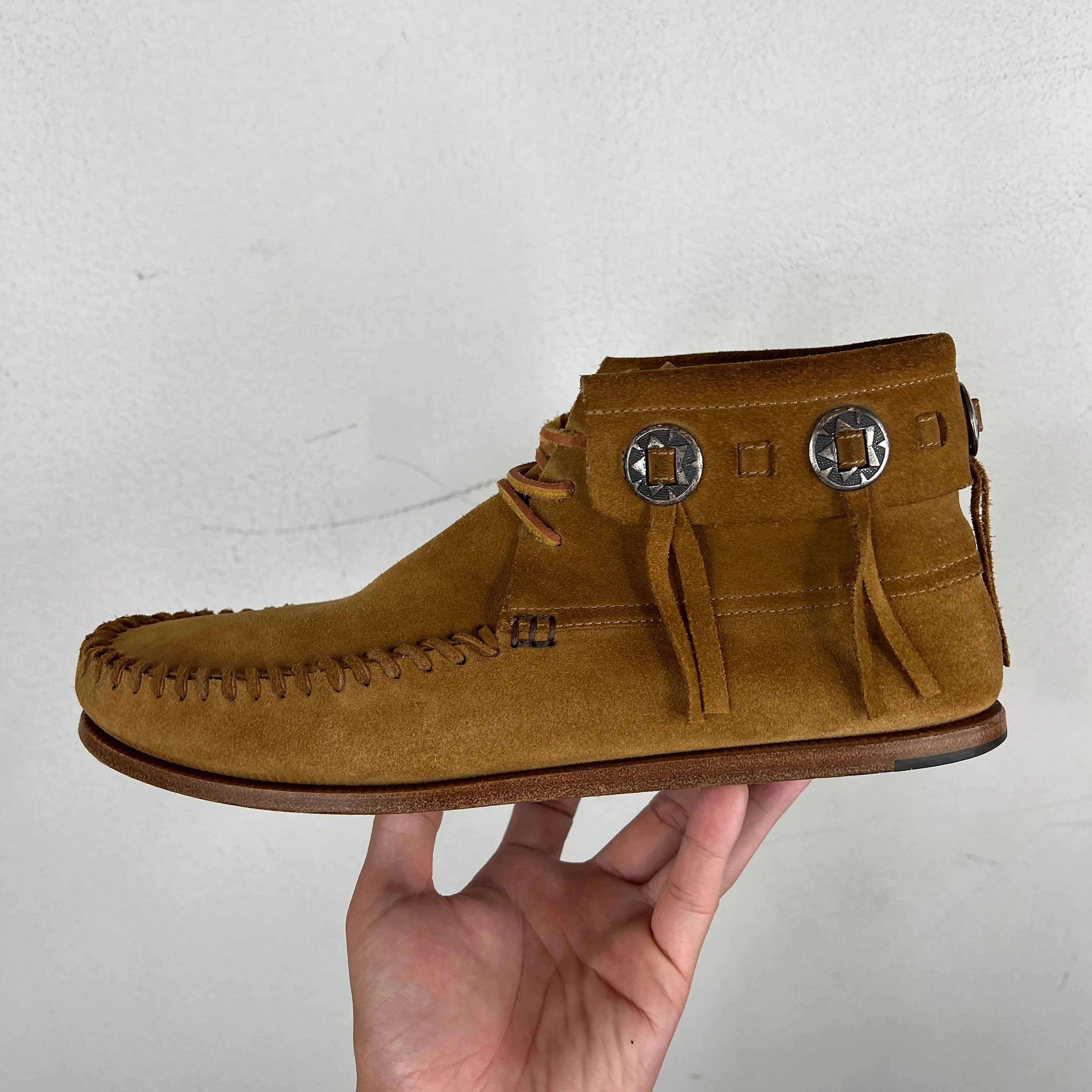 Saint Laurent Suede Concho Moccasin Boots