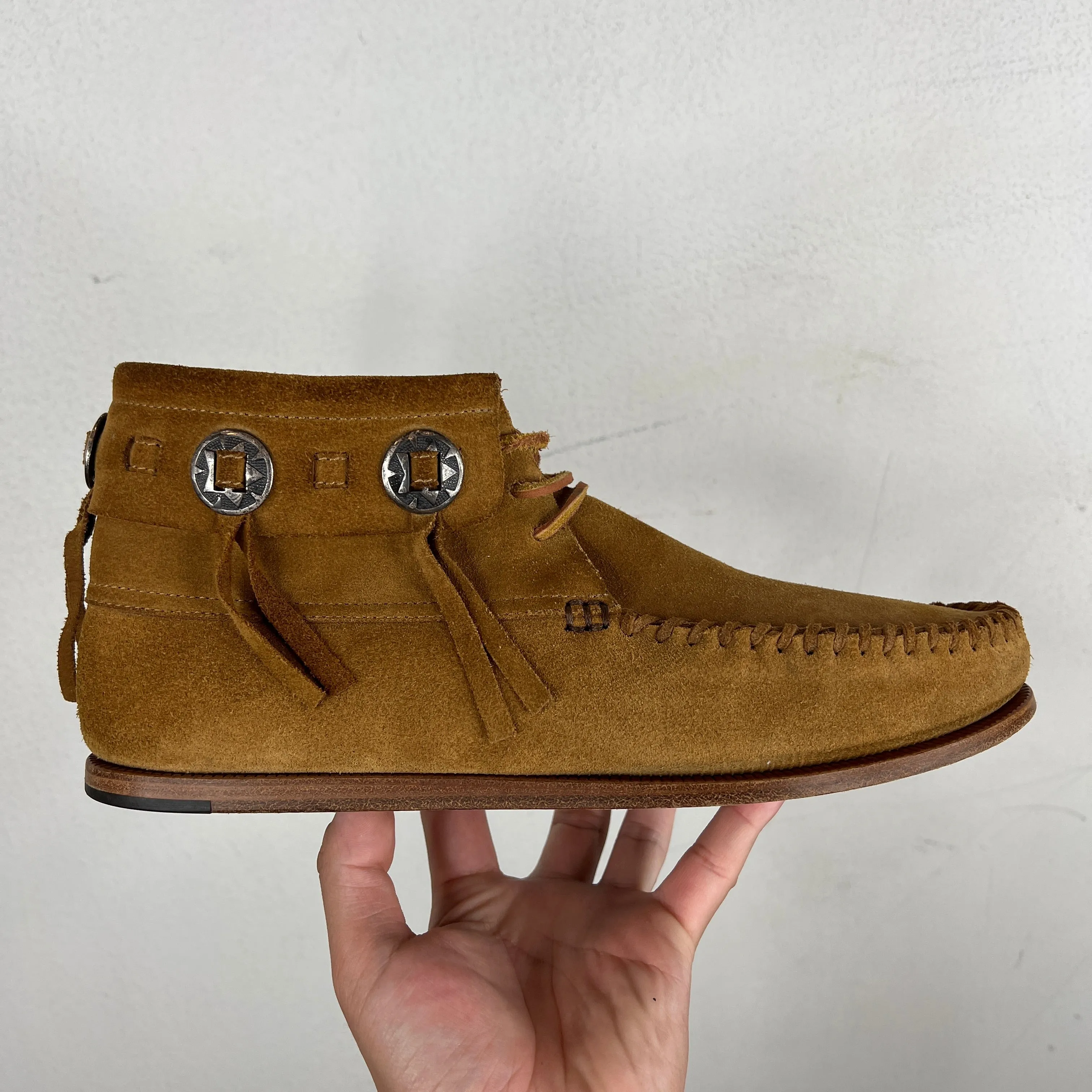 Saint Laurent Suede Concho Moccasin Boots