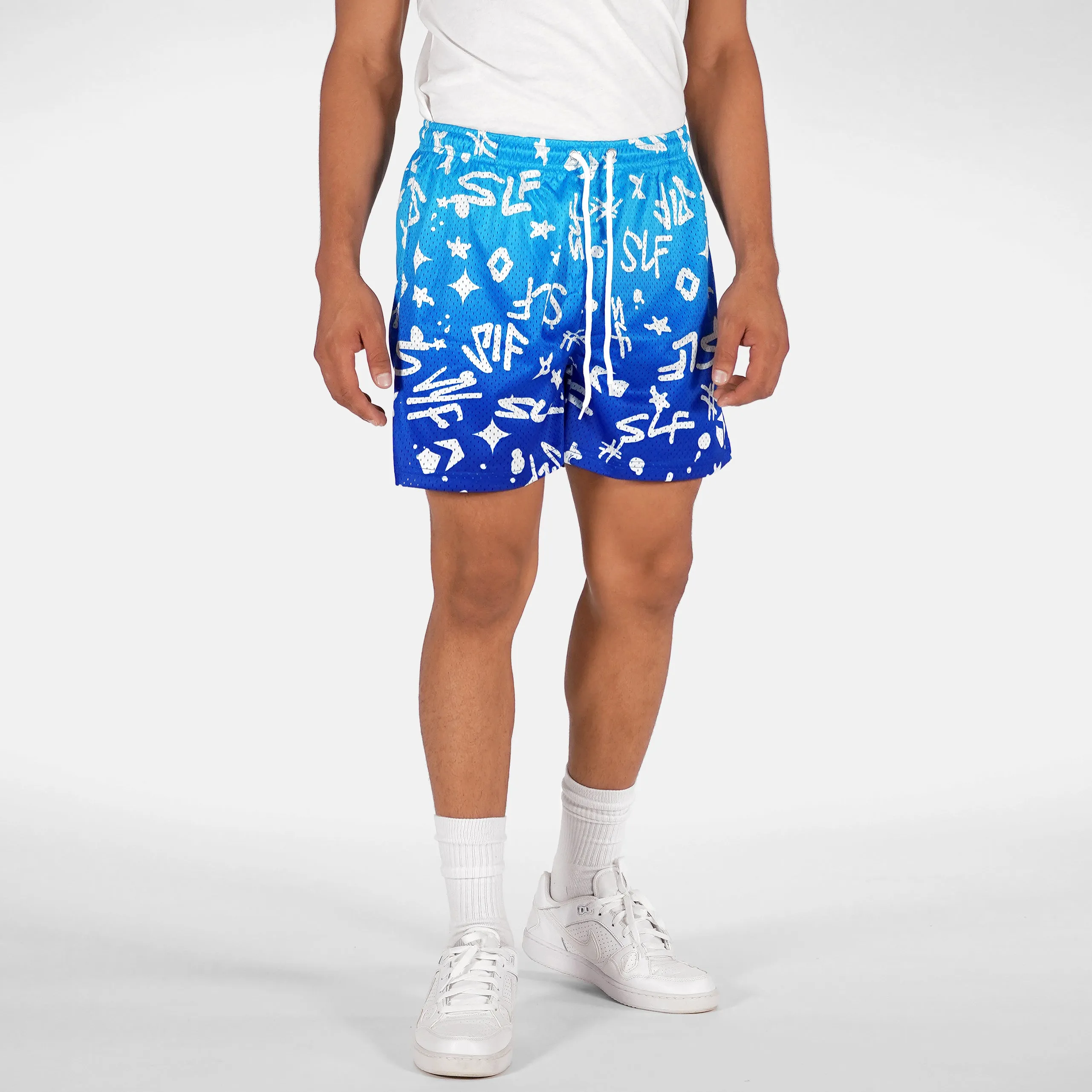 SLF Bluish Blue Color Clash Shorts - 7"