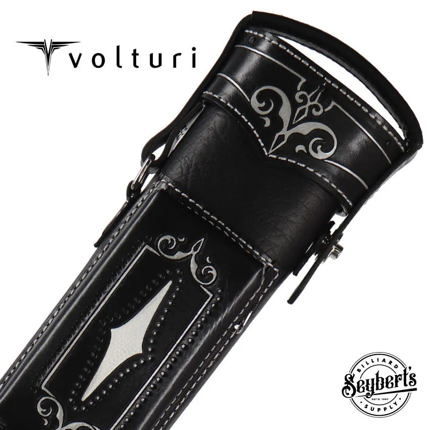Volturi Custom Brogue Black 4x8 Hard Pool Cue Case - VCBS4X8BLKBLK