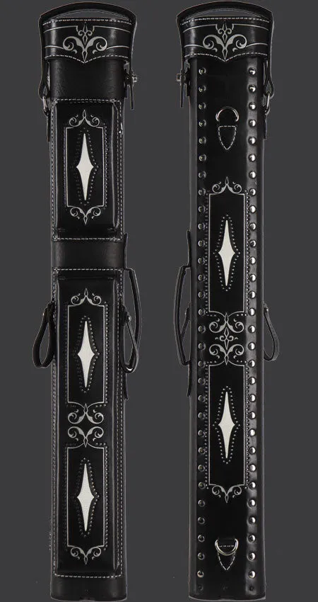 Volturi Custom Brogue Black 4x8 Hard Pool Cue Case - VCBS4X8BLKBLK