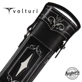 Volturi Custom Brogue Black 4x8 Hard Pool Cue Case - VCBS4X8BLKBLK