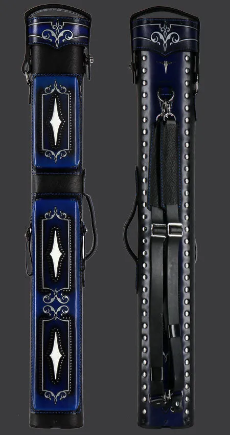 Volturi Custom Brogue Blue 4x8 Hard Pool Cue Case - VCBS4X8BLBLK